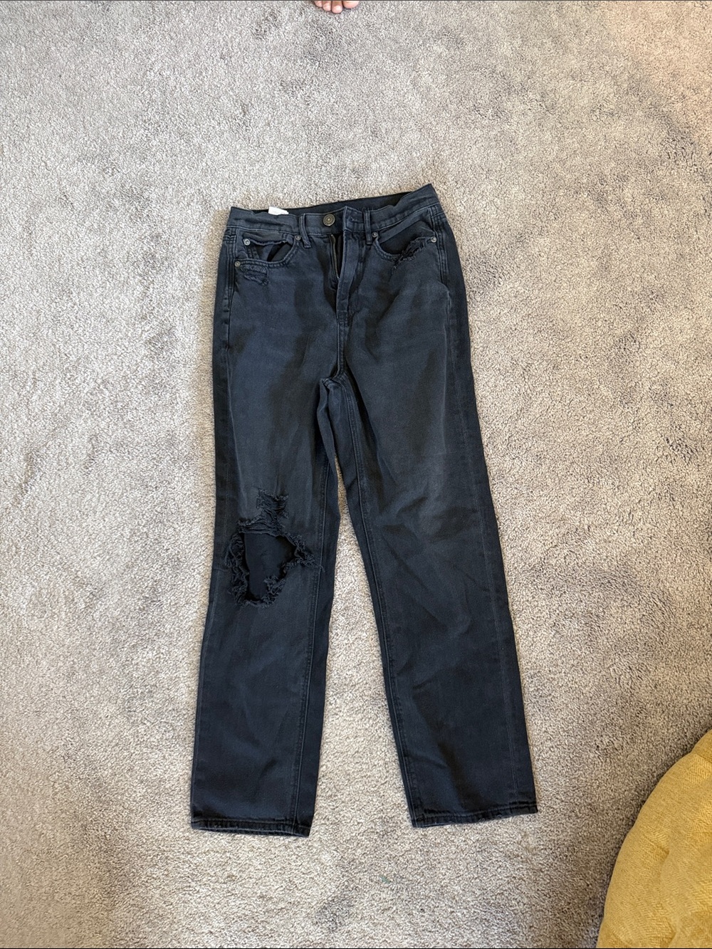 American Eagle Outfitters Black Straight Leg Distressed Jeans